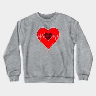 Women’s Striped Plaid Printed Heart Valentine's Day Crewneck Sweatshirt